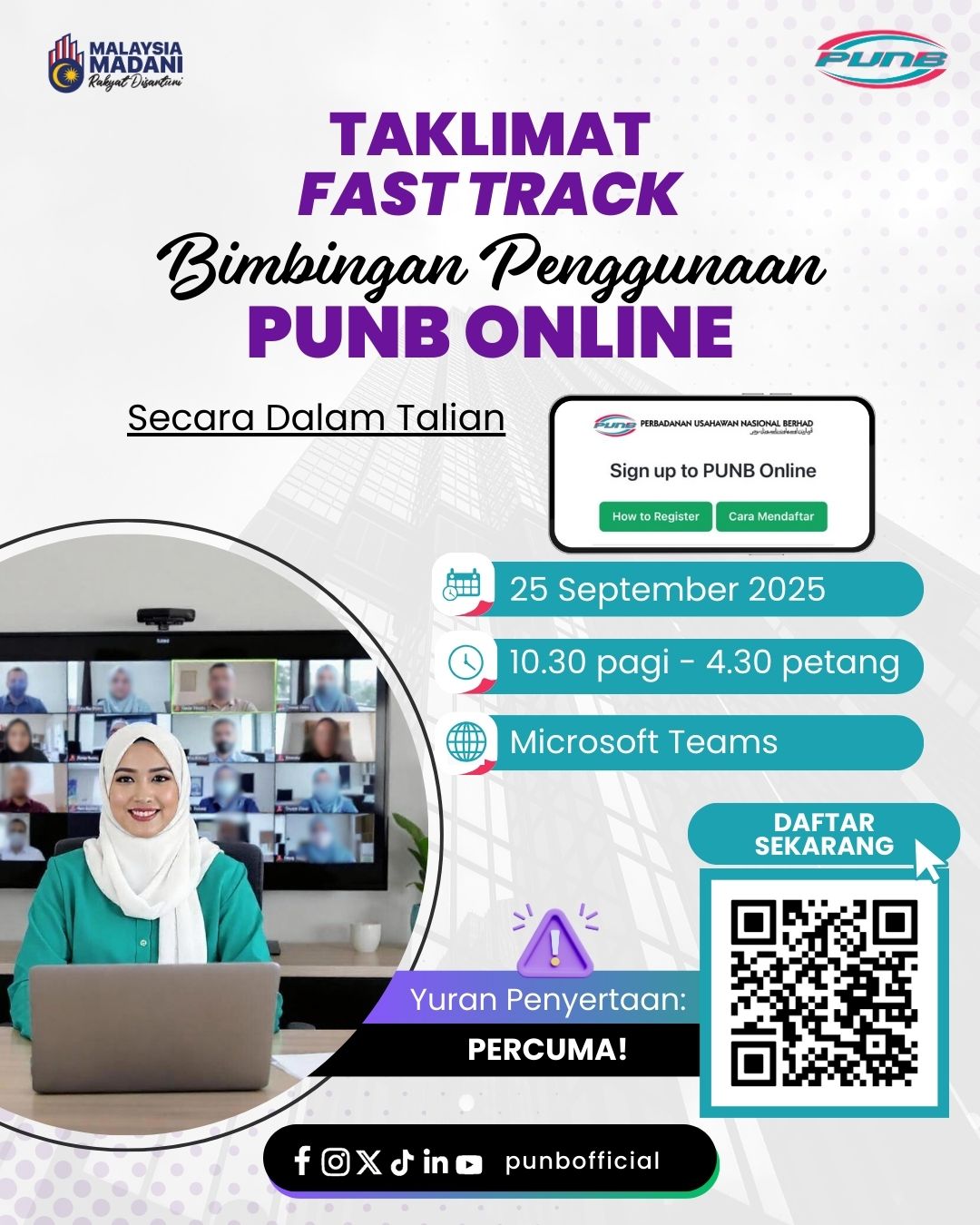 [Dalam Talian] - Taklimat Fast Track Bimbingan Penggunaan PUNB Online