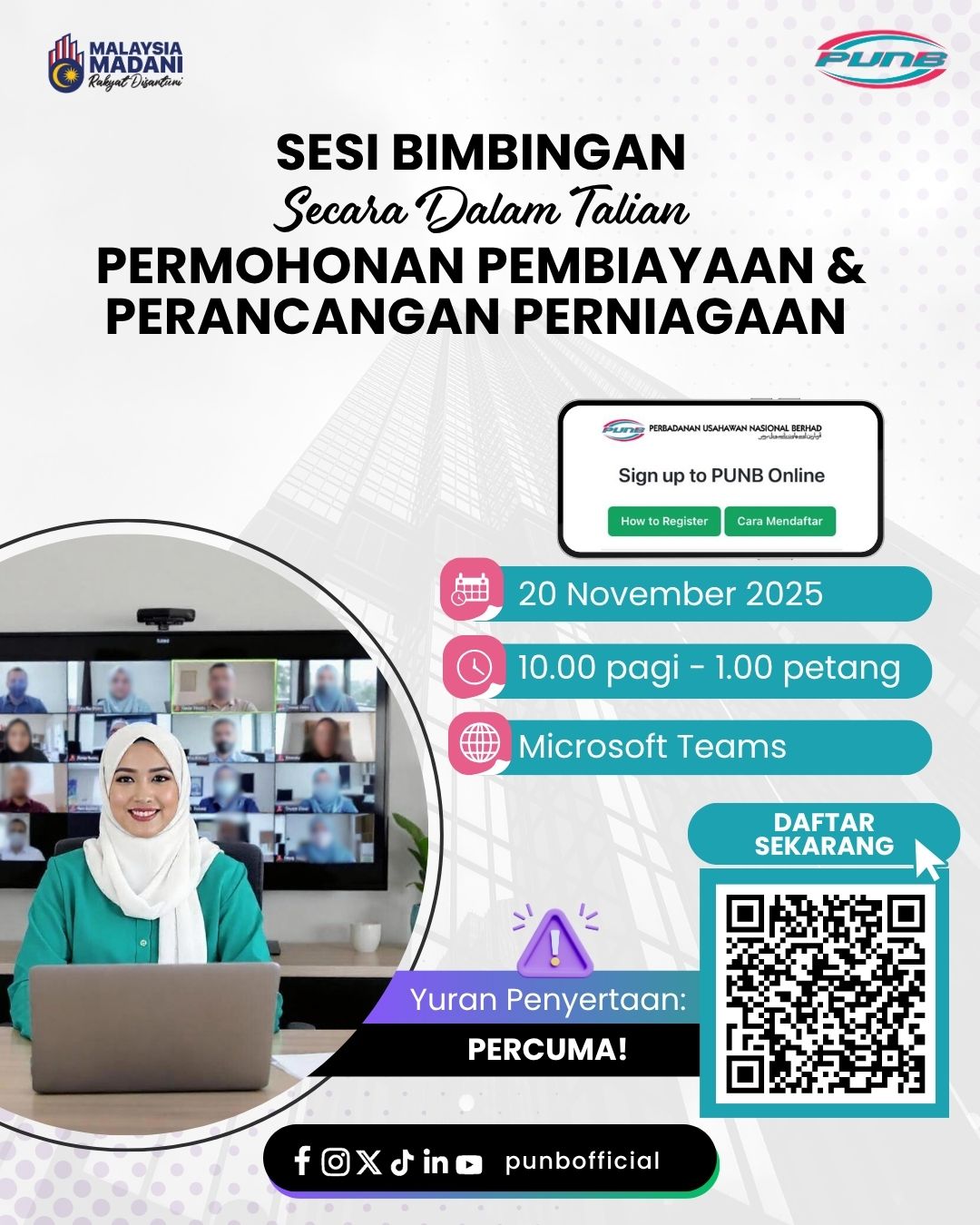 [Dalam Talian] - Sesi Bimbingan Permohonan Pembiayaan & Perancangan Perniagaan PUNB