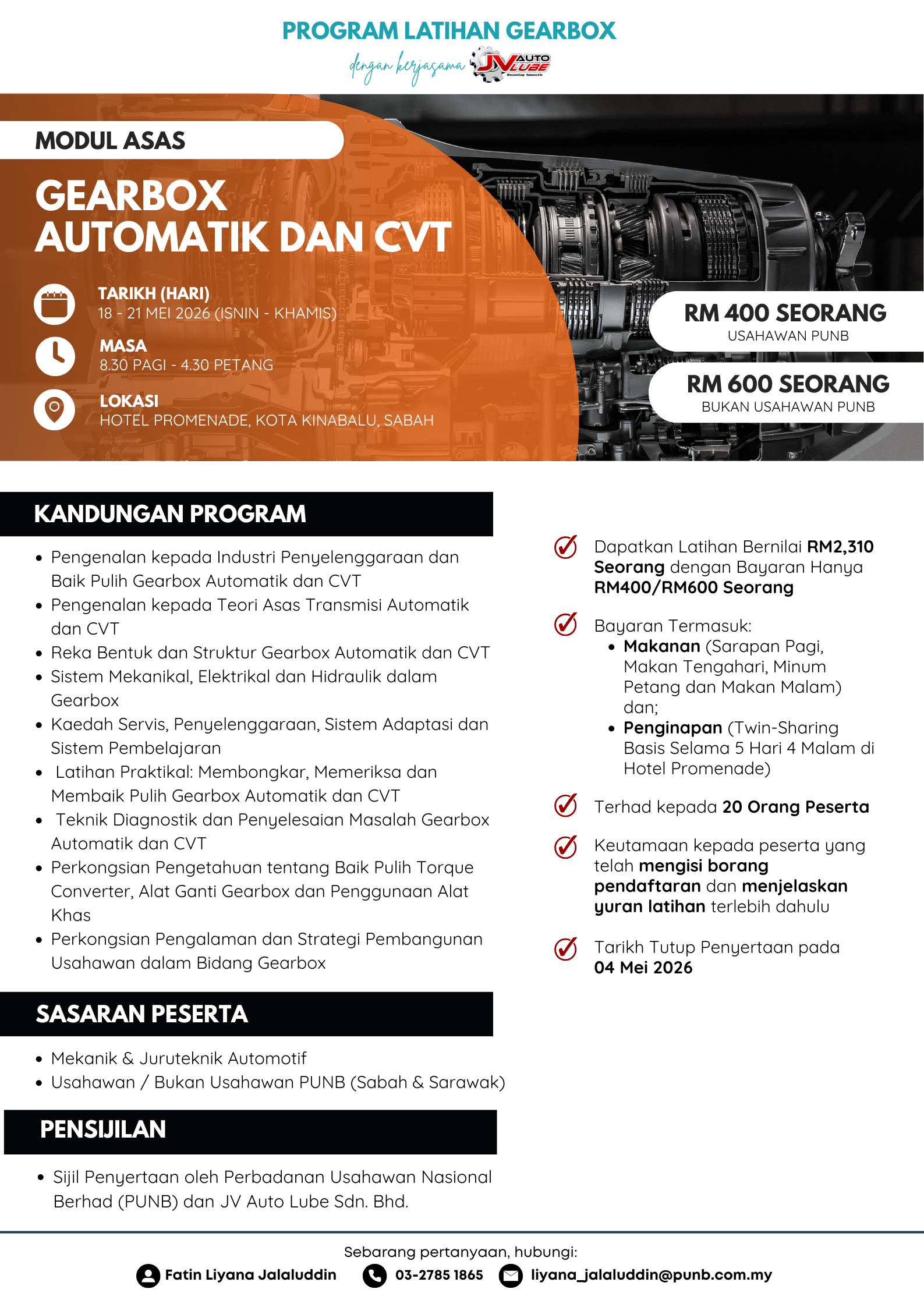 Program Latihan Gearbox - Modul Asas [Sabah]